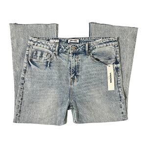 Vigoss (32) Miley Pop Crop Bootcut Jeans - Raw Hem Edge Zip Fly Button Closure